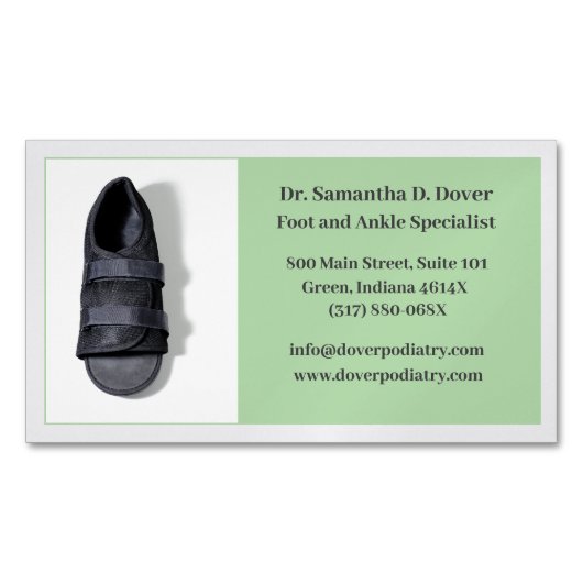 Green Foot Doctor Podiatry Podiatrist Medical Magnetisch Visitekaartje (Voorkant)