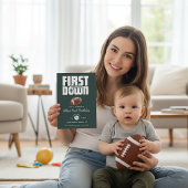 Green Football First Birthday Invite Kaart