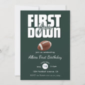 Green Football First Birthday Invite Kaart (Voorkant)