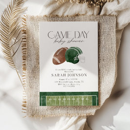 Green Football Game Day Baby Shower Invitation Kaart