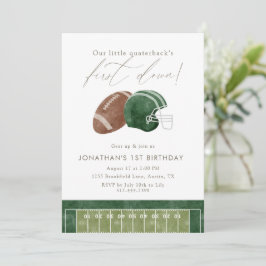Green Football Helmet First Birthday Kaart