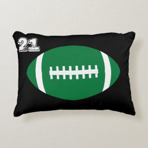 Green Football Player Custom Jersey Number Pillow Accent Kussen