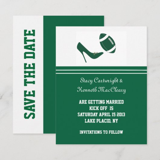 Green Football Save The Date Announcement  Kaart (Voorkant / Achterkant)