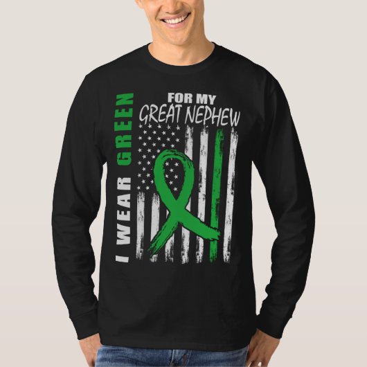 Green For Great Nephew Kidney Disease Awareness Fl T-shirt (Voorkant)