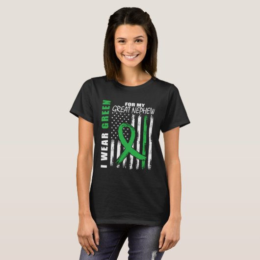 Green For Great Nephew Kidney Disease Awareness Fl T-shirt (Voorkant volledig)