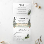 Green Forest bruiloft drievoudige uitnodiging (Binnen)