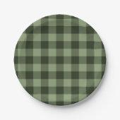 Green Forest Checkered Squares Plaid Party Papieren Bordje (Voorkant)