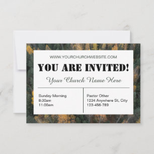 Green Forest Church Invitation Kaart