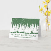 Green Forest dochter en familie vrolijk kerstfeest Kaart (Gele Bloem)