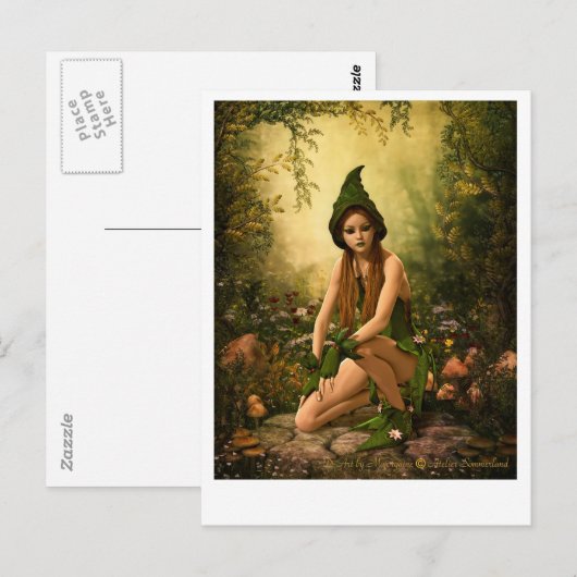 Green Forest Elf Briefkaart (Voorkant / Achterkant)