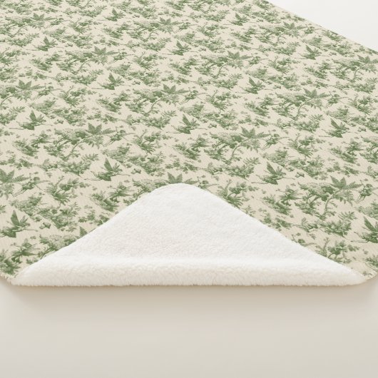 Green Forest fairies Toile de Jouy Pattern Sherpa Deken (3/4)