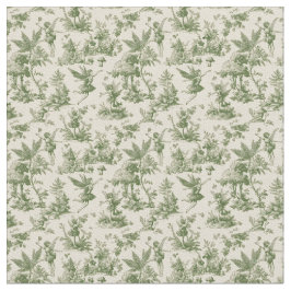 Green Forest fairies Toile de Jouy Pattern Stof