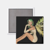 Green Forest Fairy 3D - Sitting Sideways Magneet (Voorkant / Achterkant)