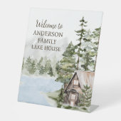 Green Forest Family Lake House Cabin Welkom Reclamebord Met Voetstuk (Voorkant)