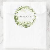 Green Forest Garden Leaf Wreath Wedding Ronde Sticker (Tas)
