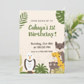 Green Forest Illustratie Verjaardagsuitnodiging Ka Bedankkaart (Staand voorkant)