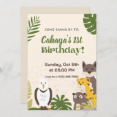 Green Forest Illustratie Verjaardagsuitnodiging Ka Kaart (Voorkant / Achterkant)