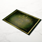 Green Forest Lights Elegant Wedding Gold Folie Uitnodiging (Gedraaid)