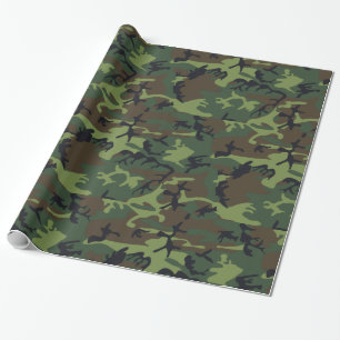 Green Forest Militaire Camo Cadeaupapier