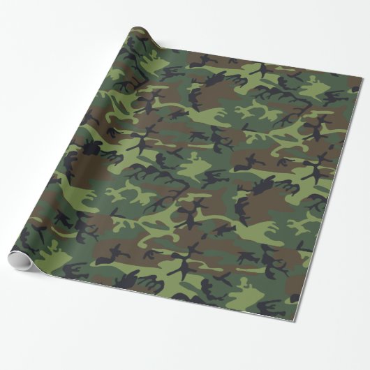 Green Forest Militaire Camo Cadeaupapier (Uitgerold)