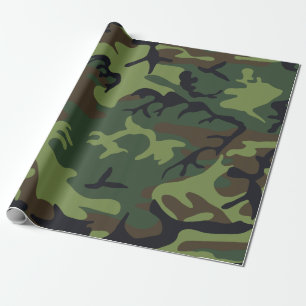 Green Forest Militaire Camo Cadeaupapier