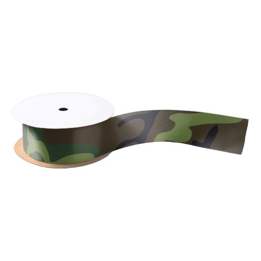 Green Forest Militaire Camo Satijnen Lint (Spoel)