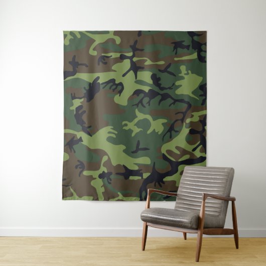 Green Forest Militaire Camo Wandkleed (In situ)