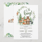 Green Forest Oh Boy Woodland Animals Baby shower Kaart (Voorkant / Achterkant)
