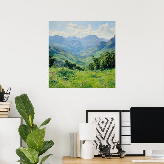 Green Forest Peaks Fine Art | Impressionisme Poster (Thuiskantoor)