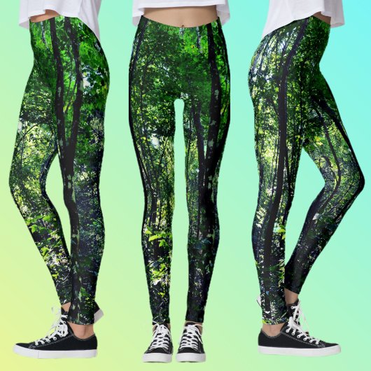 Green Forest Photographic Nature Leggings