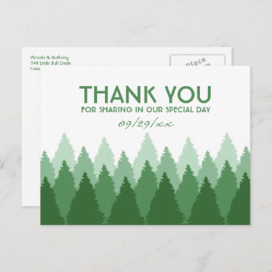 Green Forest Range Woodland bruiloft dank u Briefkaart