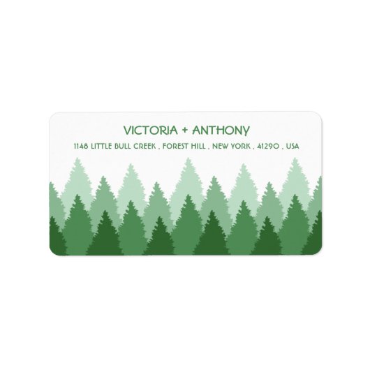Green Forest Range Woodland bruiloft Etiket (Voorkant)