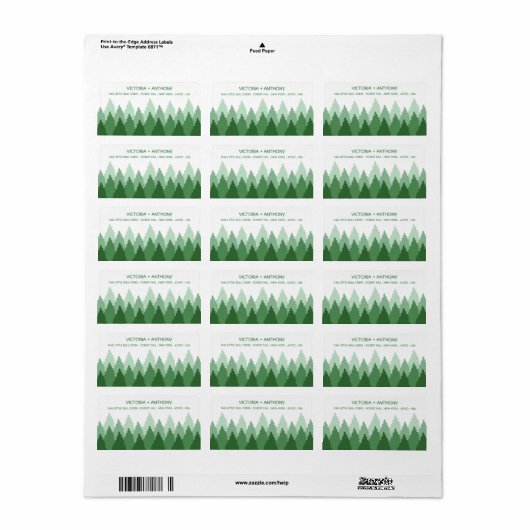 Green Forest Range Woodland bruiloft Etiket (Full Sheet)