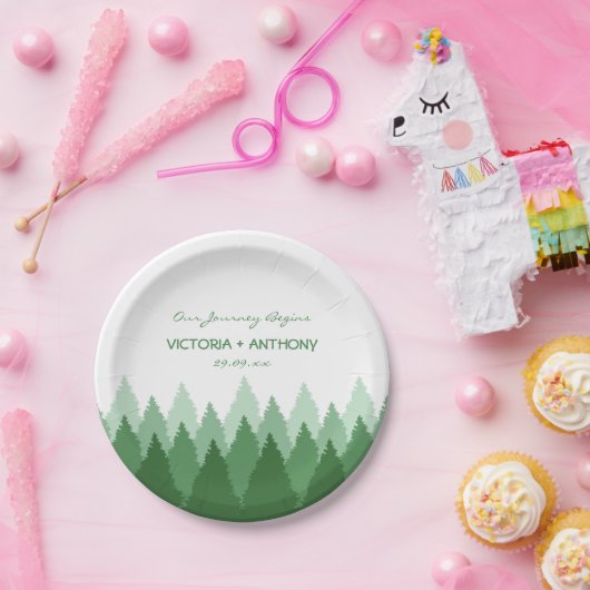 Green Forest Range Woodland bruiloft Papieren Bordje (Feest)