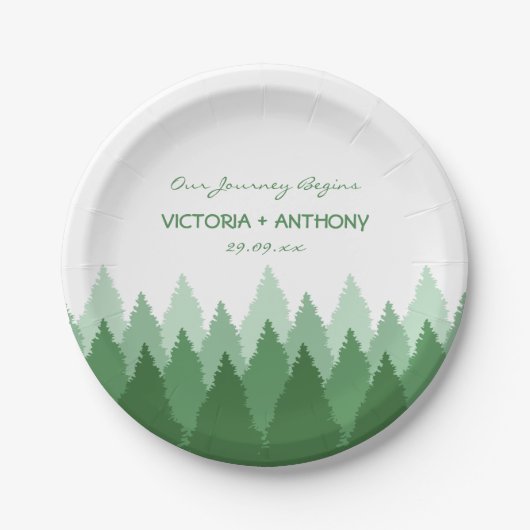 Green Forest Range Woodland bruiloft Papieren Bordje (Voorkant)
