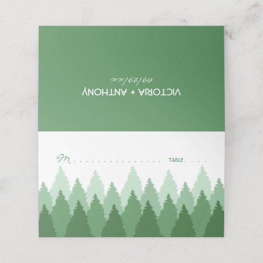 Green Forest Range Woodland bruiloft Plaatskaartje (Buitenkant ongevouwen)