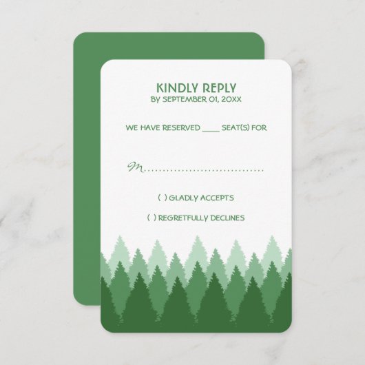 Green Forest Range Woodland bruiloft RSVP Kaartje (Voorkant / Achterkant)