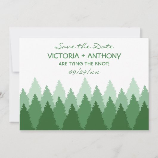 Green Forest Range Woodland Bruiloft Save The Date (Voorkant)