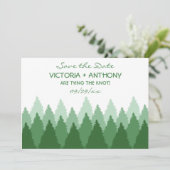 Green Forest Range Woodland Bruiloft Save The Date (Staand voorkant)