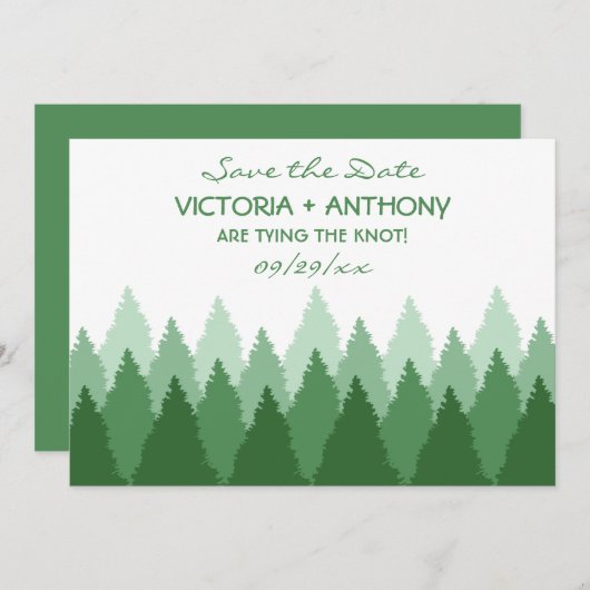 Green Forest Range Woodland Bruiloft Save The Date (Voorkant / Achterkant)