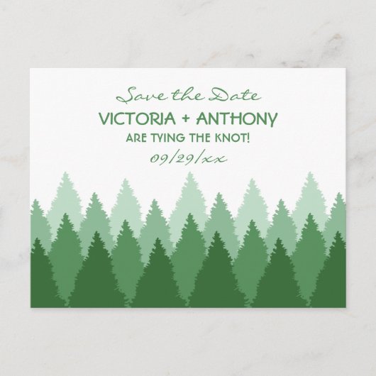 Green Forest Range Woodland Bruiloft Save The Date Briefkaart (Voorkant)