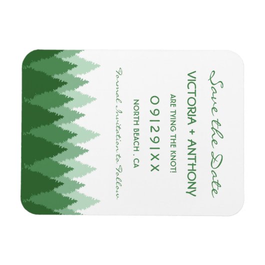 Green Forest Range Woodland Bruiloft Save The Date Magneet (Horizontaal)