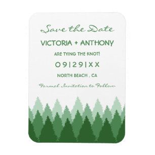 Green Forest Range Woodland Bruiloft Save The Date Magneet