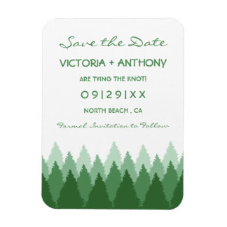 Green Forest Range Woodland Bruiloft Save The Date Magneet