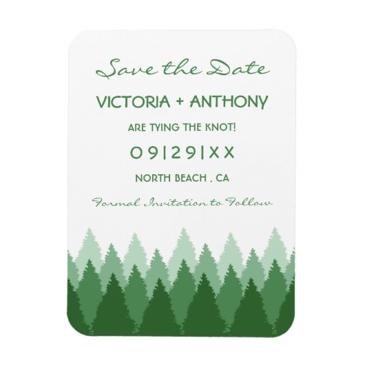 Green Forest Range Woodland Bruiloft Save The Date Magneet (Verticaal)