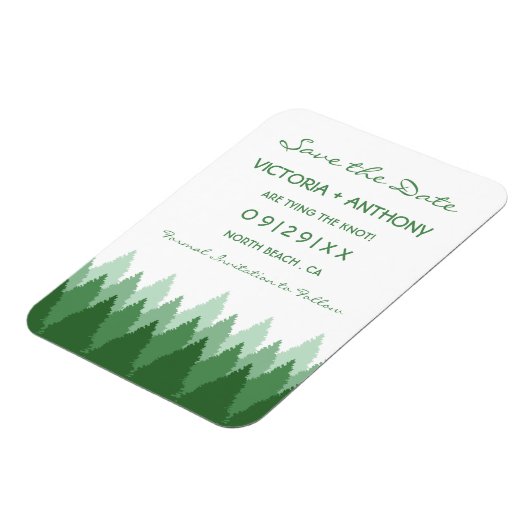 Green Forest Range Woodland Bruiloft Save The Date Magneet (Linkerzijde)