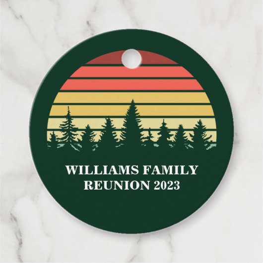 Green Forest Sunset Custom Family Reunion Bedankjes Labels (Voorkant)