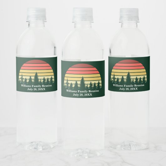 Green Forest Sunset Custom Family Reunion Waterfles Etiket (Flessen)