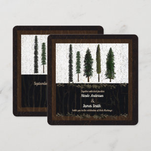 Green Forest Trees Rustic Woodsy Wedding Kaart