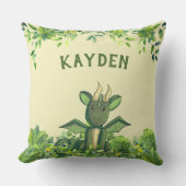 Green Forest Waterverf Baby Dragon Kussen (Voorkant)
